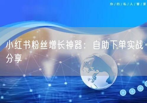 小红书粉丝增长神器：自助下单实战分享
