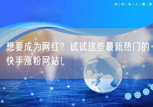 想要成为网红？试试这些最新热门的快手涨粉网站！